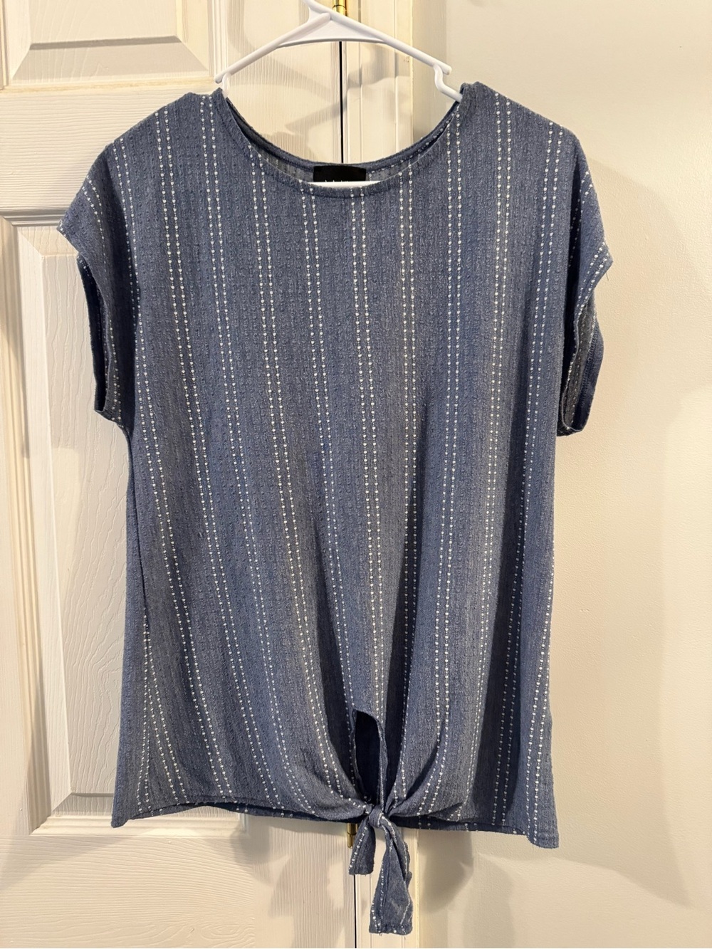 W5 Blue Short Sleeve Tie-Front Top